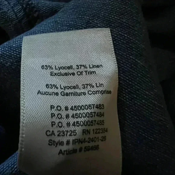 Aritzia Wilfred Linen Crop Tank Top Denim blue Small Keyhole back - Picture 3 of 3